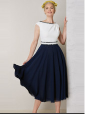 66124 Dress - Navy/Ivory (John Charles)